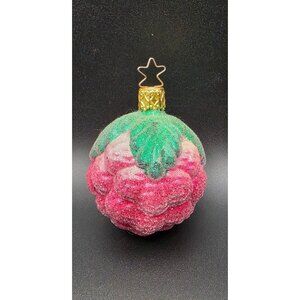 Vintage Inge-Glas Blown Glass Christmas Ornament Faux Sugared Raspberry Germany